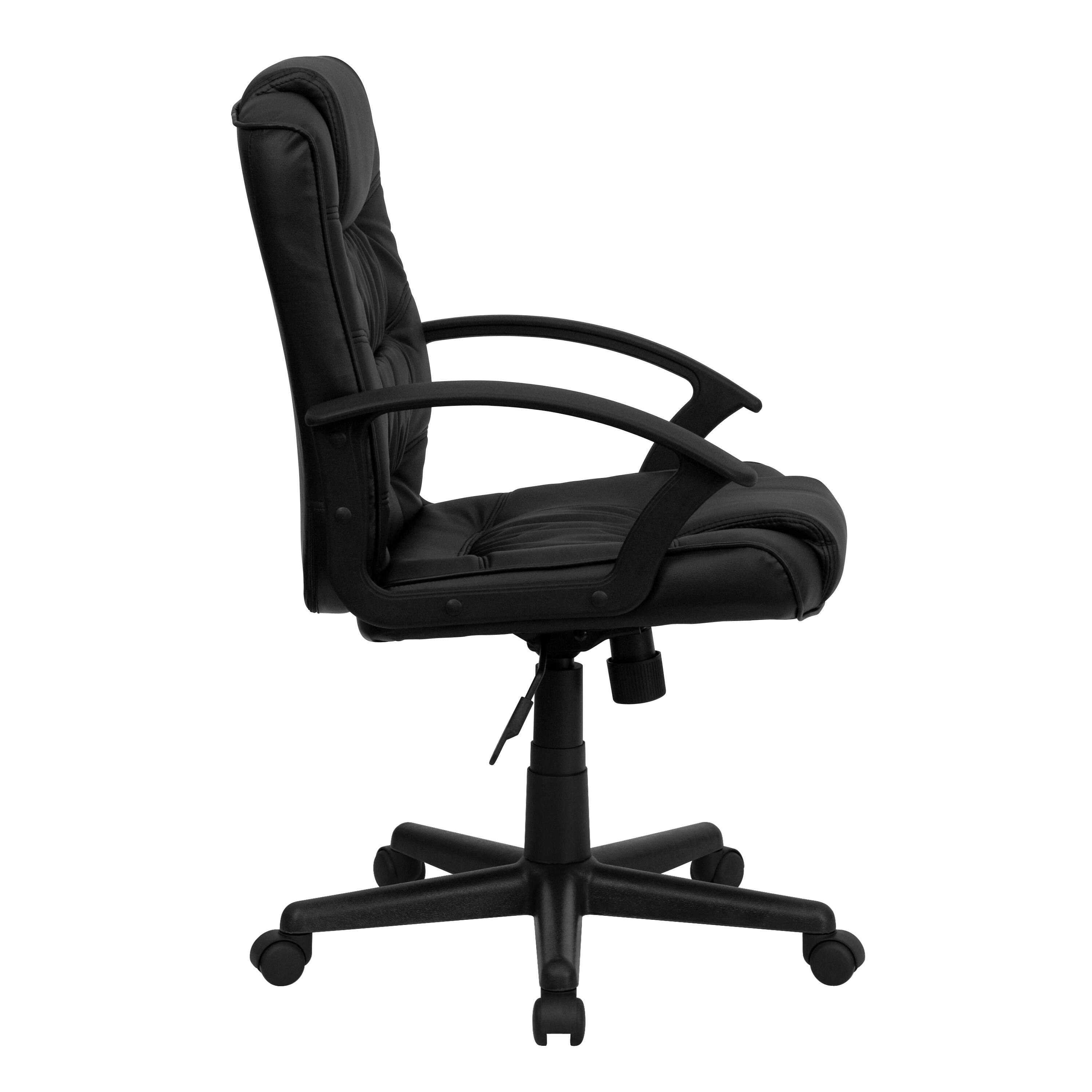 Alt View 6. Emma + Oliver - Mid-Back Leather Ripple and Accent Stitch Upholstered Swivel Task Office Chair with Arms - Black.