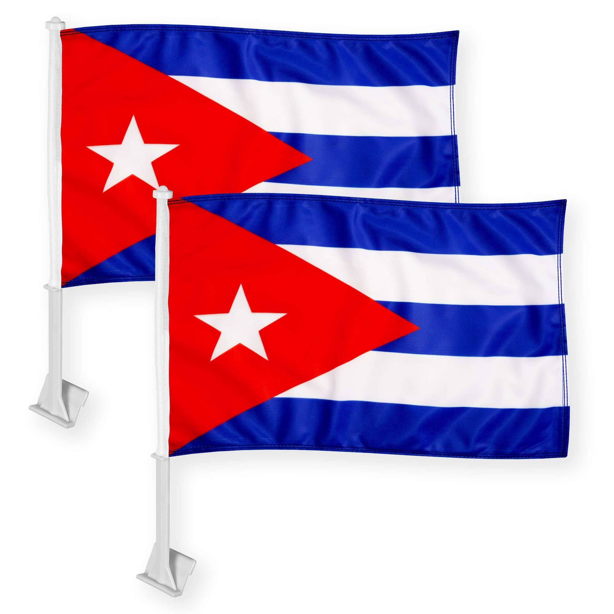 Front. G128 - 2-Pack Car Flag Kit Cuba - Red, Blue, White.