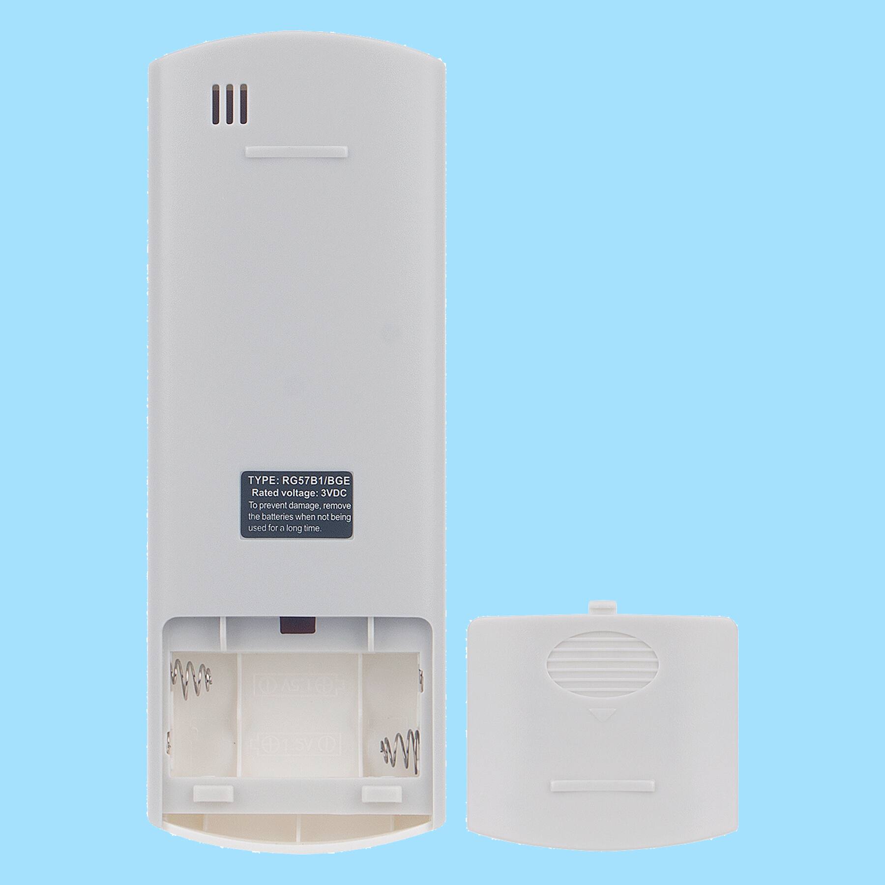 TYPE: RG57B1/BGE  
Rated voltage: 3VDC  
To prevent damage, remove the batteries when not being used for a long time.