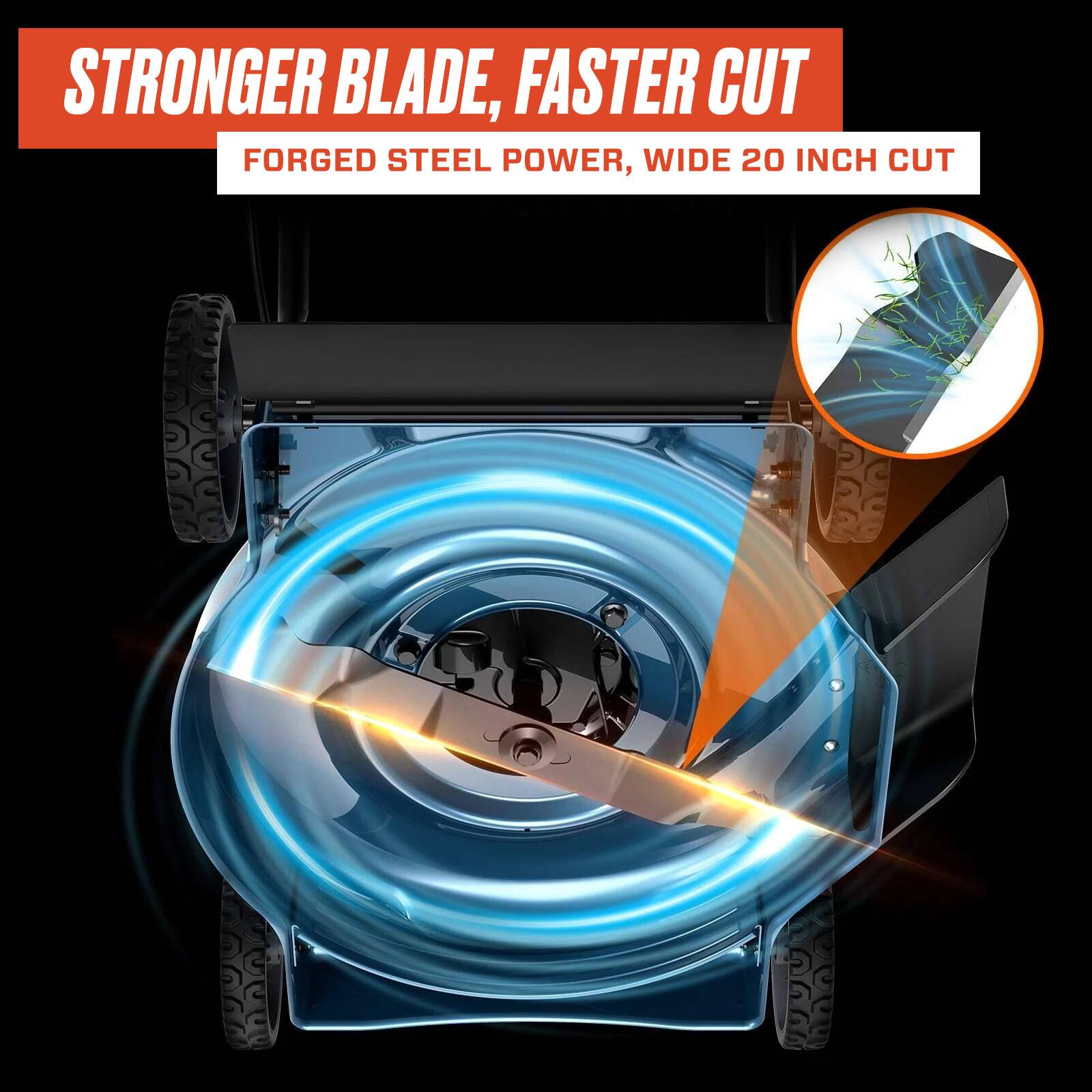 STRONGER BLADE, FASTER CUT  
FORGED STEEL POWER, WIDE 20 INCH CUT