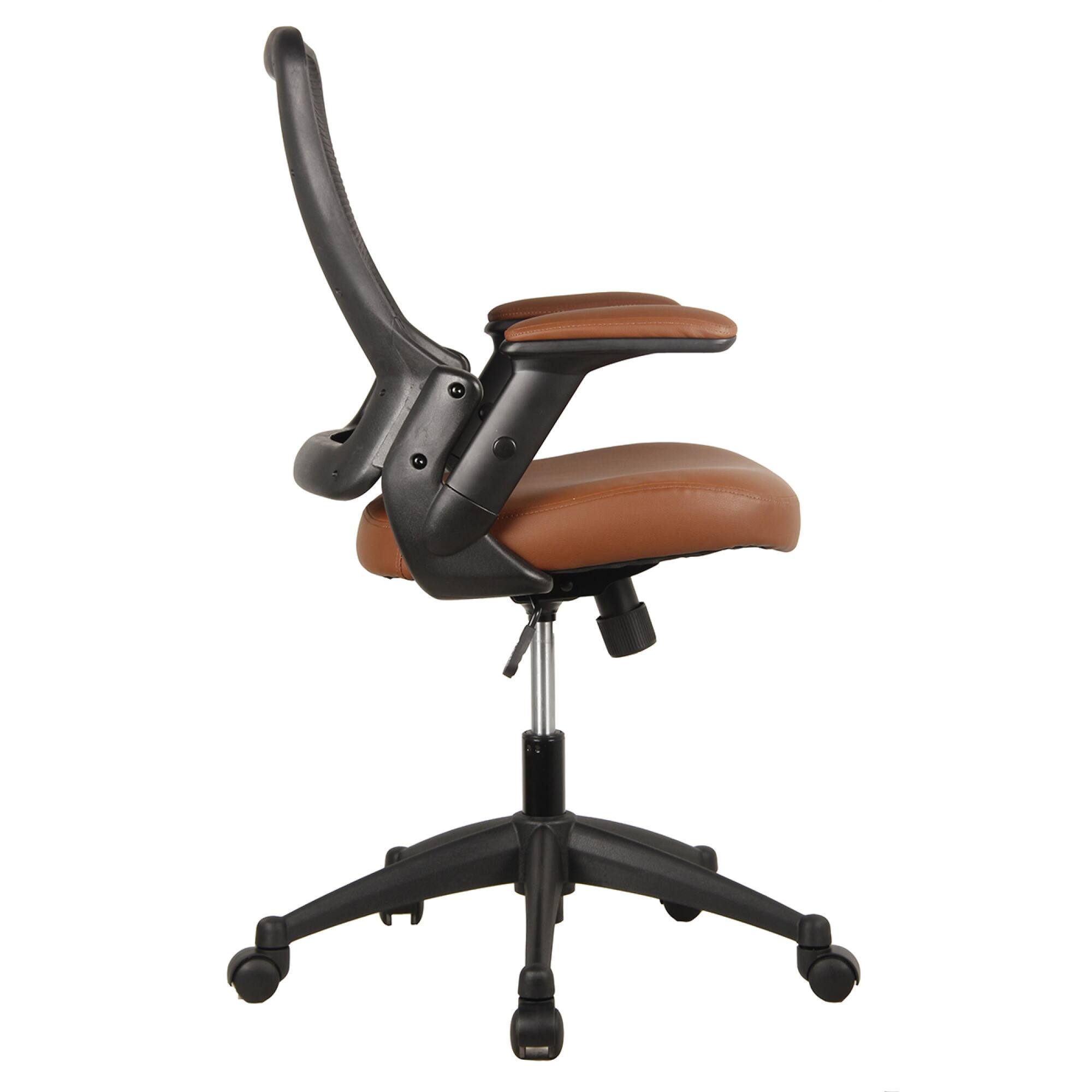 Alt View 3. GOODSILO - Mid-Back Mesh Task Office Chair with Adjustable Arms and Reclining Backrest - Brown.