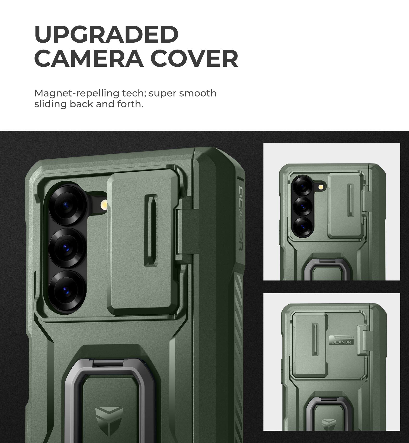 UPGRADED CAMERA COVER Magnet-repelling tech; super smooth sliding back and forth. DEXNOR