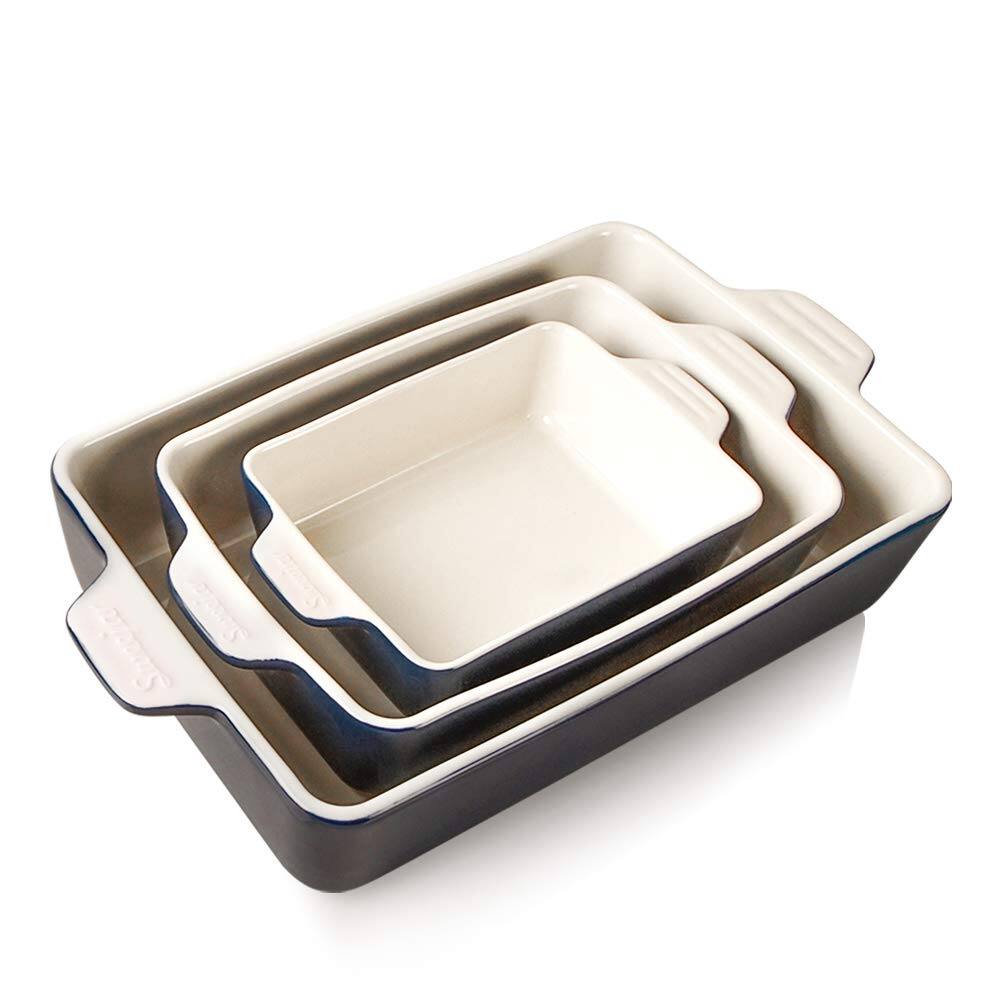 Front. PARKER SLATER - Ceramic Bakeware Set Rectangular Baking Dish For Oven Lasagna Pans Cooking Kitchen Cake Dinner Banquet And Daily Use ....