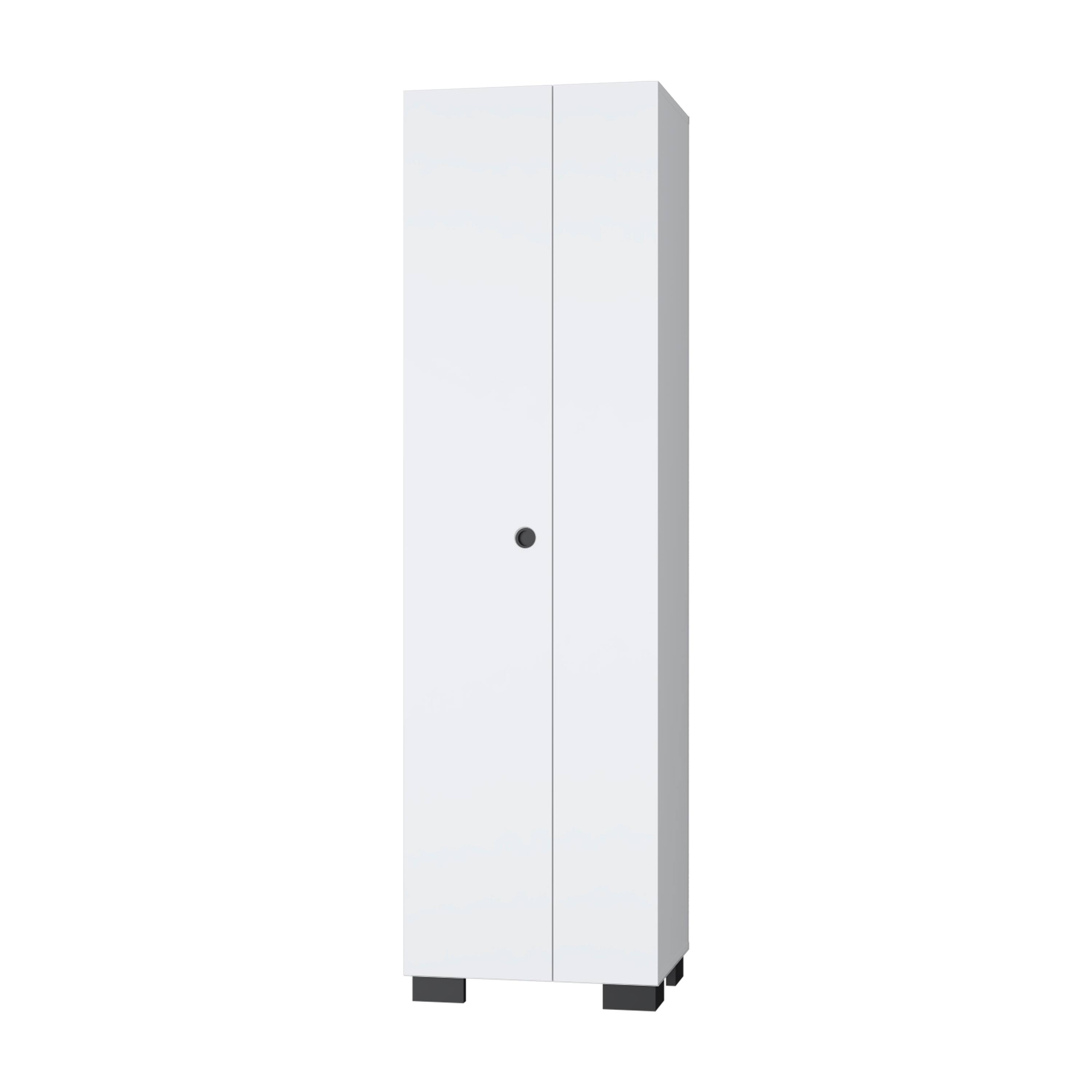 Alt View 2. TinyHomie - Aiken Broom Cabinet with Storage Shelves and Broom Hangers White - White.