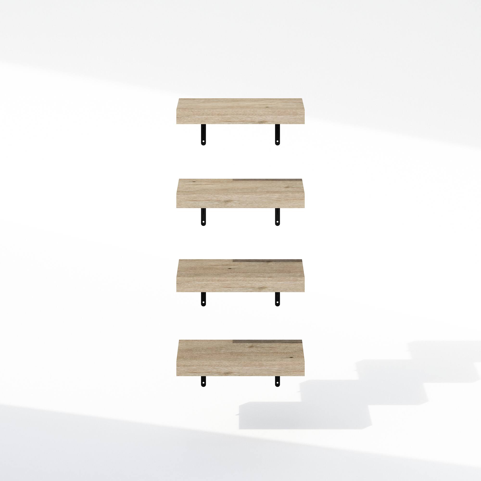 Alt View 2. Furinno - Tanna 15-Inch Wall Mounted Bathroom Floating Display Shelves, Set of 4 - Natural.