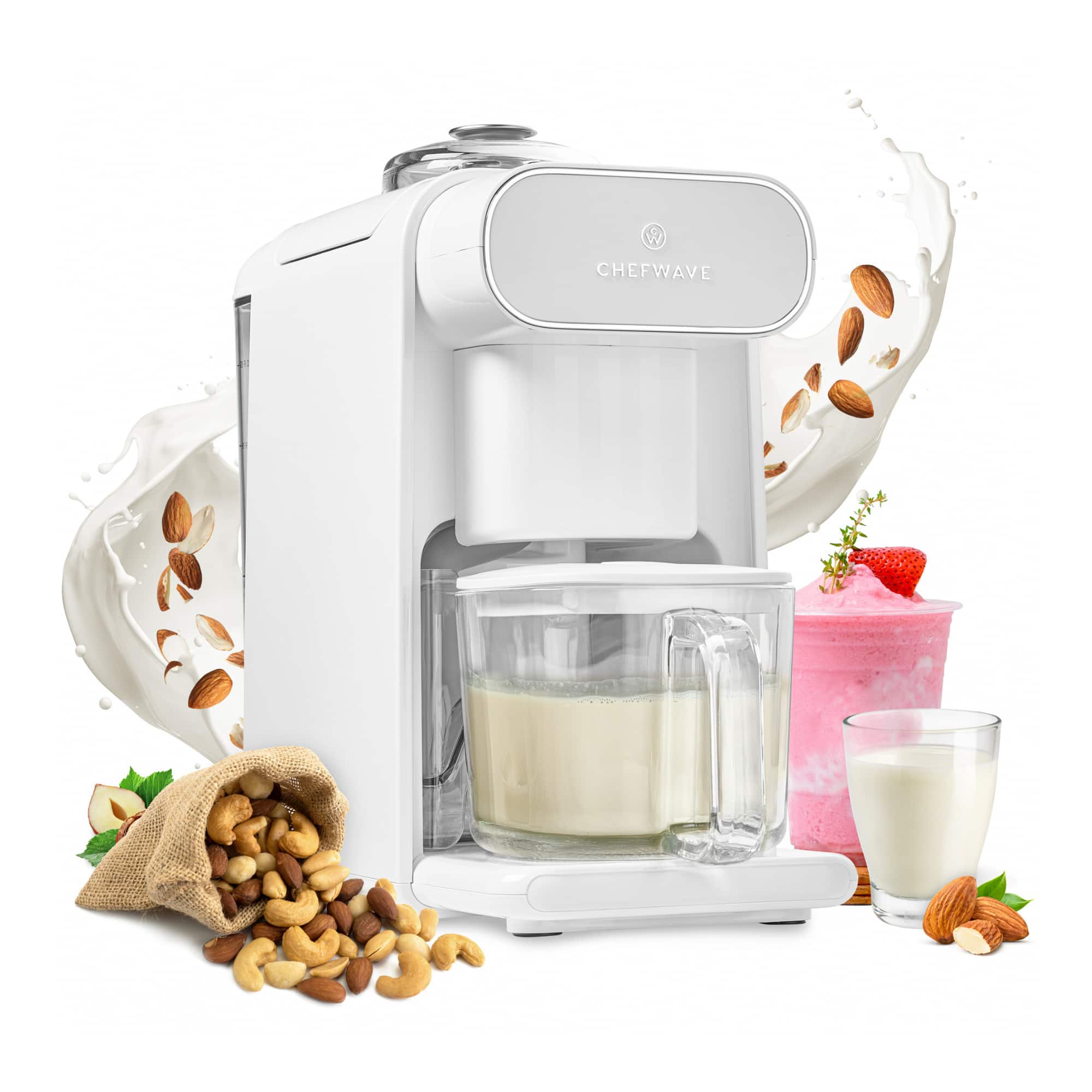 ChefWave - Milkmade Soy Milk Maker with Auto-Clean & Nut Platter - White
