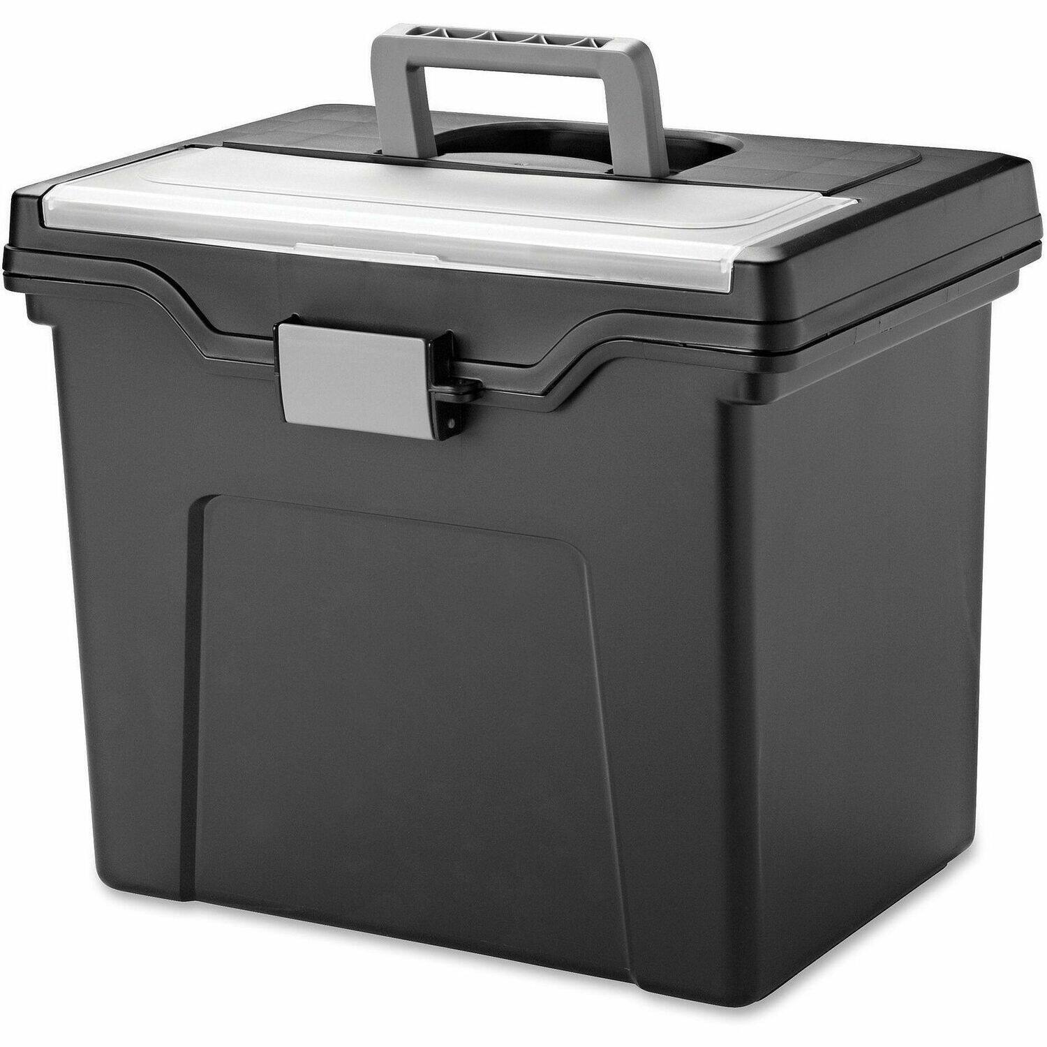 Front. IRIS - IRIS Portable Letter size File Box 8.50" x 11" Buckle Closure Black For Pen/Pencil Business Card Hanging Folder 1 Each.