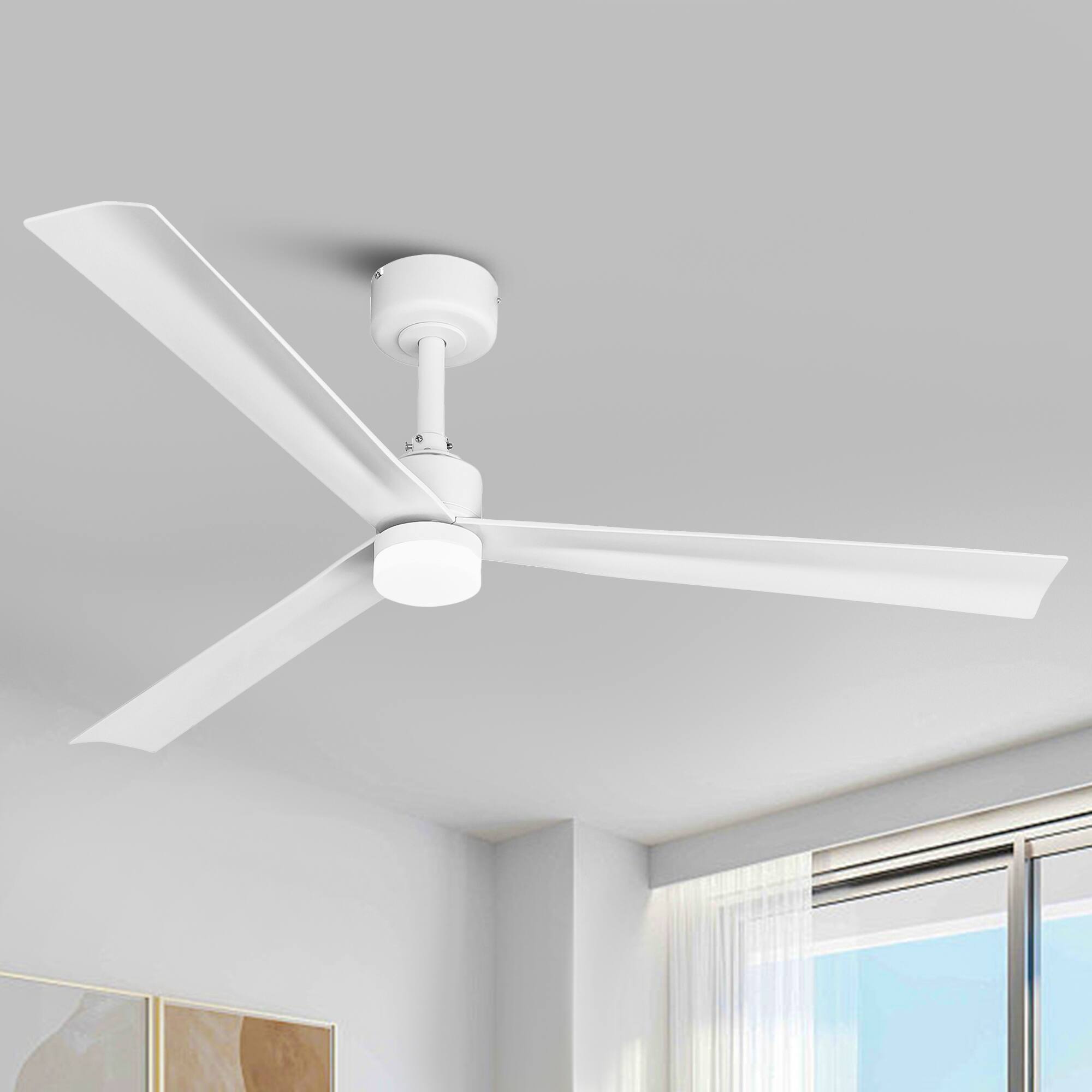 Alt View 1. Parrot Uncle - 50" Modern White 3CCT Integrated LED Ceiling Fan with Light and Remote - White.