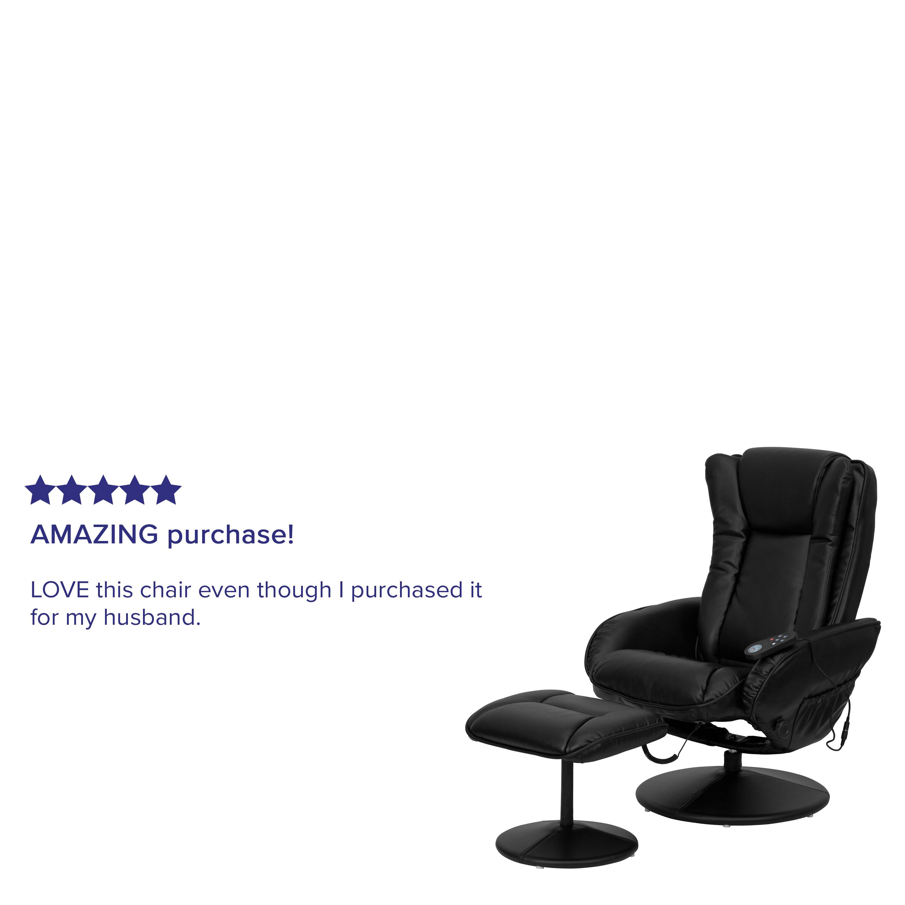 Alt View 14. Alamont Home - Massaging Multi-Position Plush Recliner with Side Pocket and Ottoman - Black.