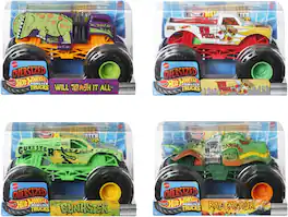 Mattel - Hot Wheels Oversized Monster Trucks 1:24 4-Piece C Assortment - COLLECTIBLES - Multicolor