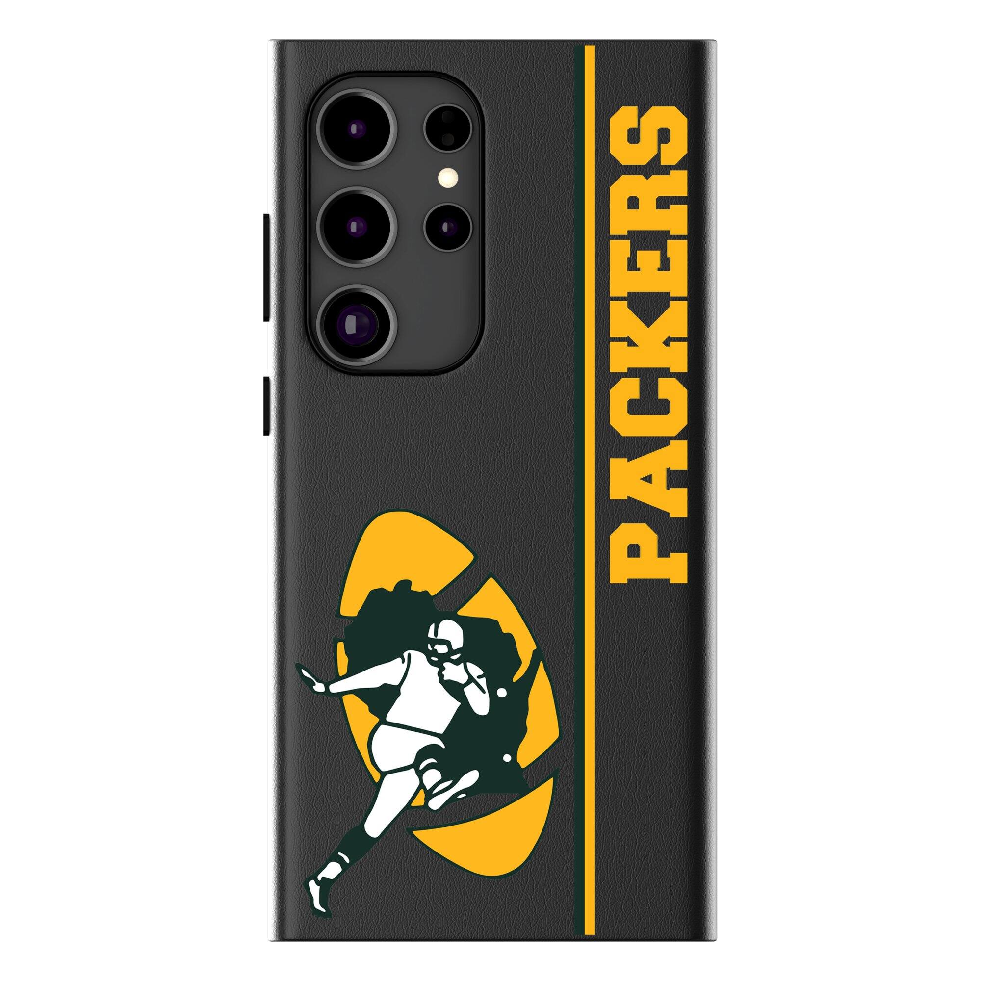 Front. Keyscaper - Green Bay Packers Galaxy Magnetic Bump Case - S24 - Black.