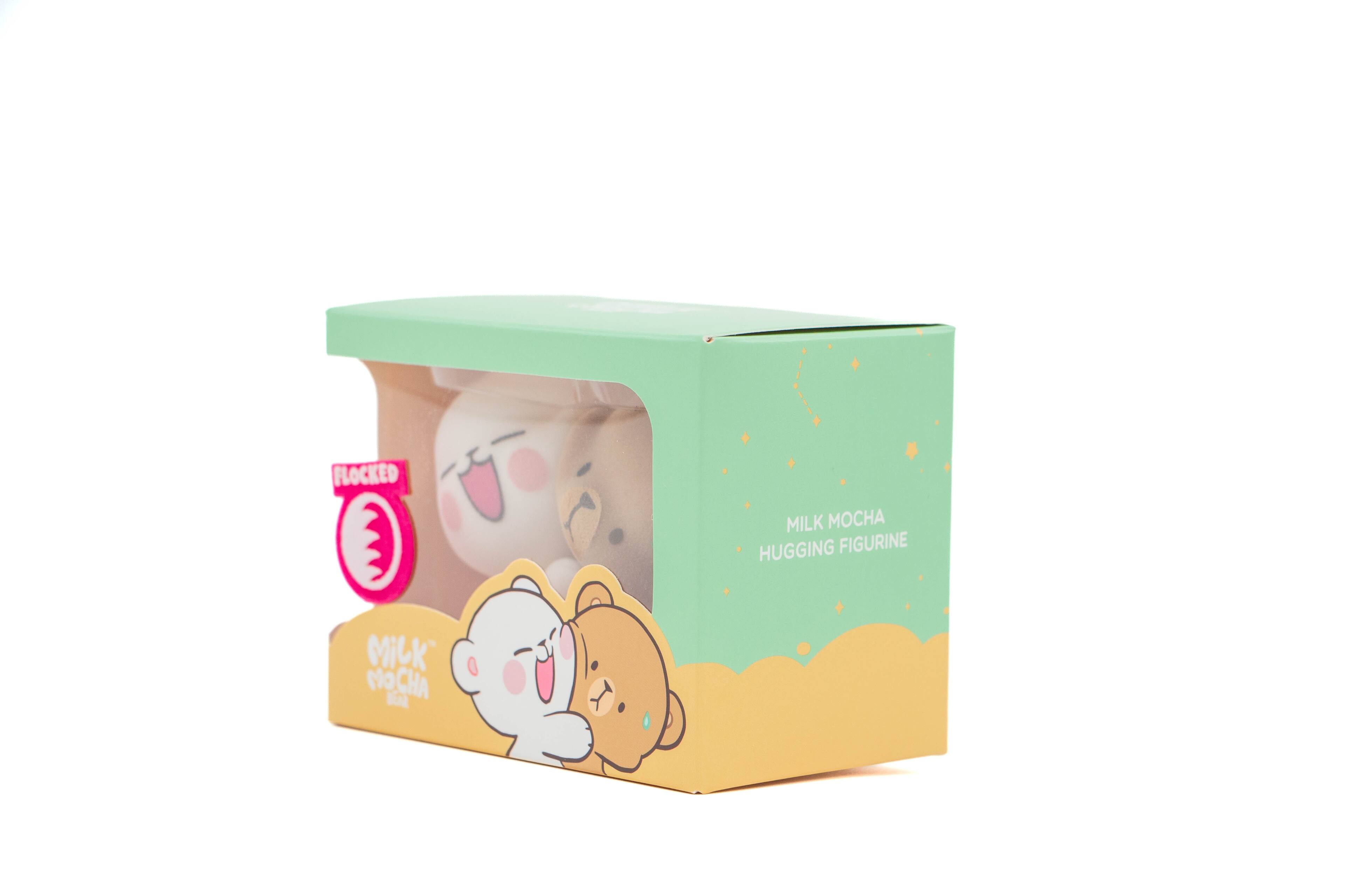 FLOCKED MILK MOCHA HUGGING FIGURINE