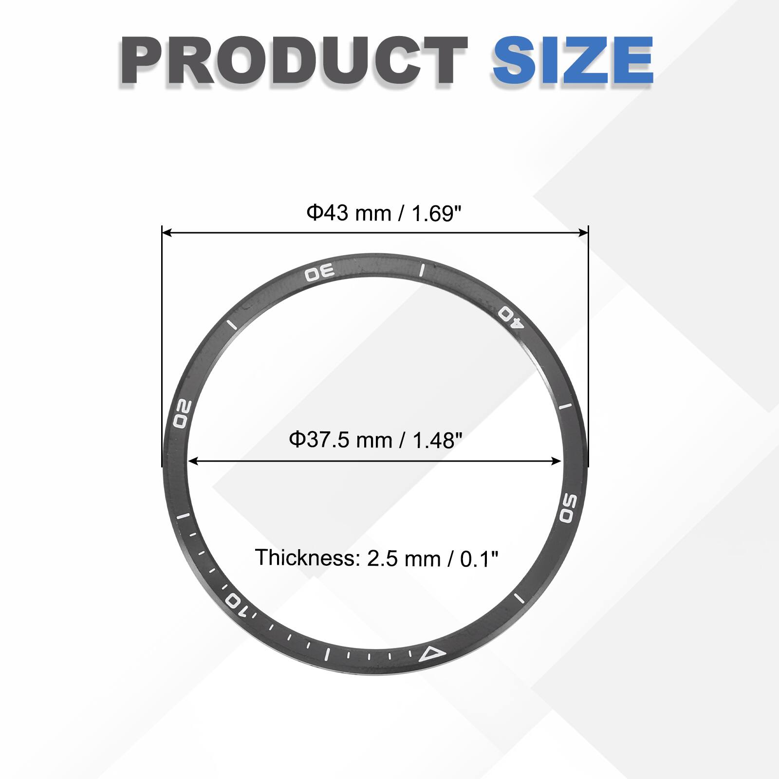 PRODUCT SIZE  
43 mm / 1.69"  
DE 40 20 37.5 mm / 1.48"  
Thickness: 2.5 mm / 0.1"