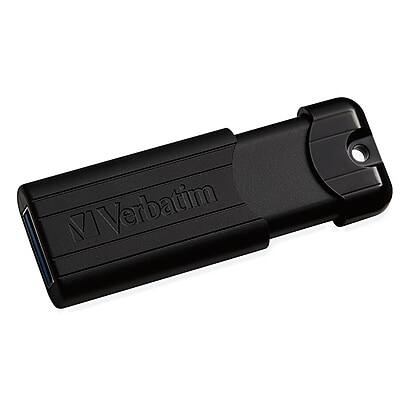 Alt View 4. Verbatim - Verbatim PinStripe 256GB USB 3.2 Type-A Flash Drive, Black (49320) - Black.
