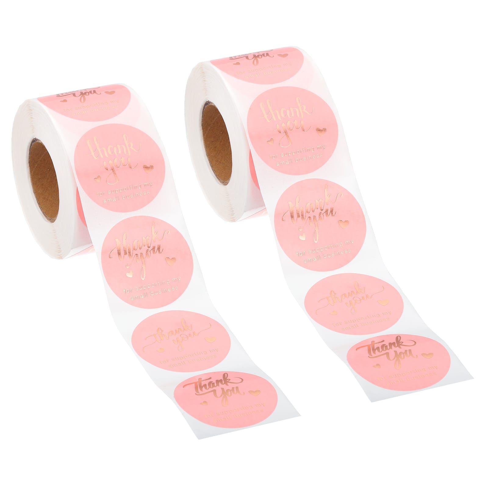 Unique Bargains - 1000pcs Thank You Stickers, 1.5 Inch Round Self-Adhesive Labels Roll for Small Business Sealing Box Envelope - Pink/Gold Love