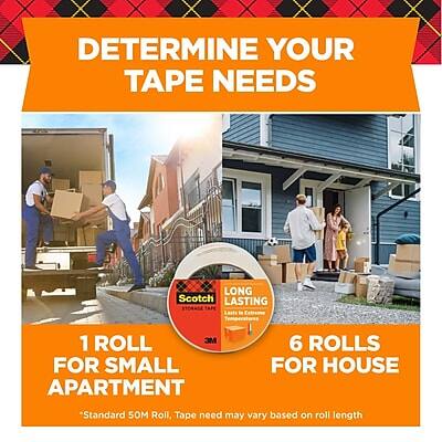 DETERMINE YOUR TAPE NEEDS

LONG LASTING STORAGE TAPE
Lasts up to 10 years

1 ROLL FOR SMALL APARTMENT
6 ROLLS FOR HOUSE

*Standard 50M Roll. Tape need may vary based on roll length