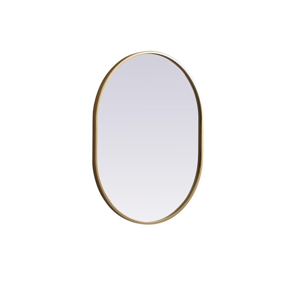 Left. Elegant Decor - Metal Frame Oval Mirror 24x30 Inch in Brass - Brass.