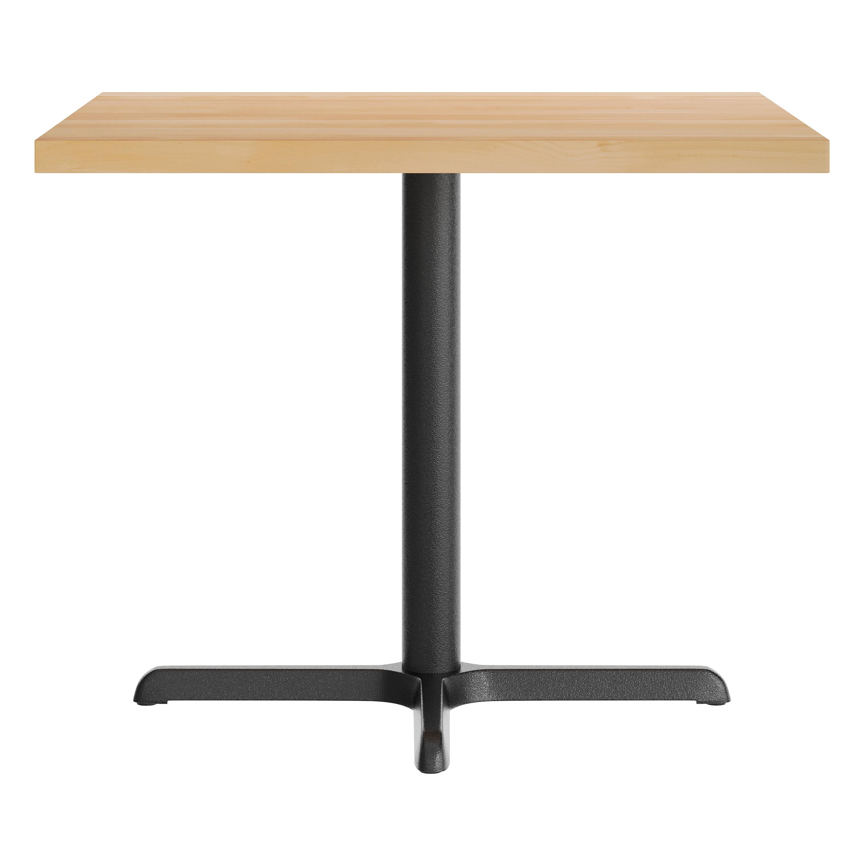 Left. Flash Furniture - Bennett 36" Square Solid Wood Commercial Indoor Tabletop in Natural with 30" x 30" Dining Height Rust-Resistant Black Ca - Natural.