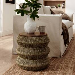 Maris Seagrass and Wood End Table by Modway - Walnut Natural