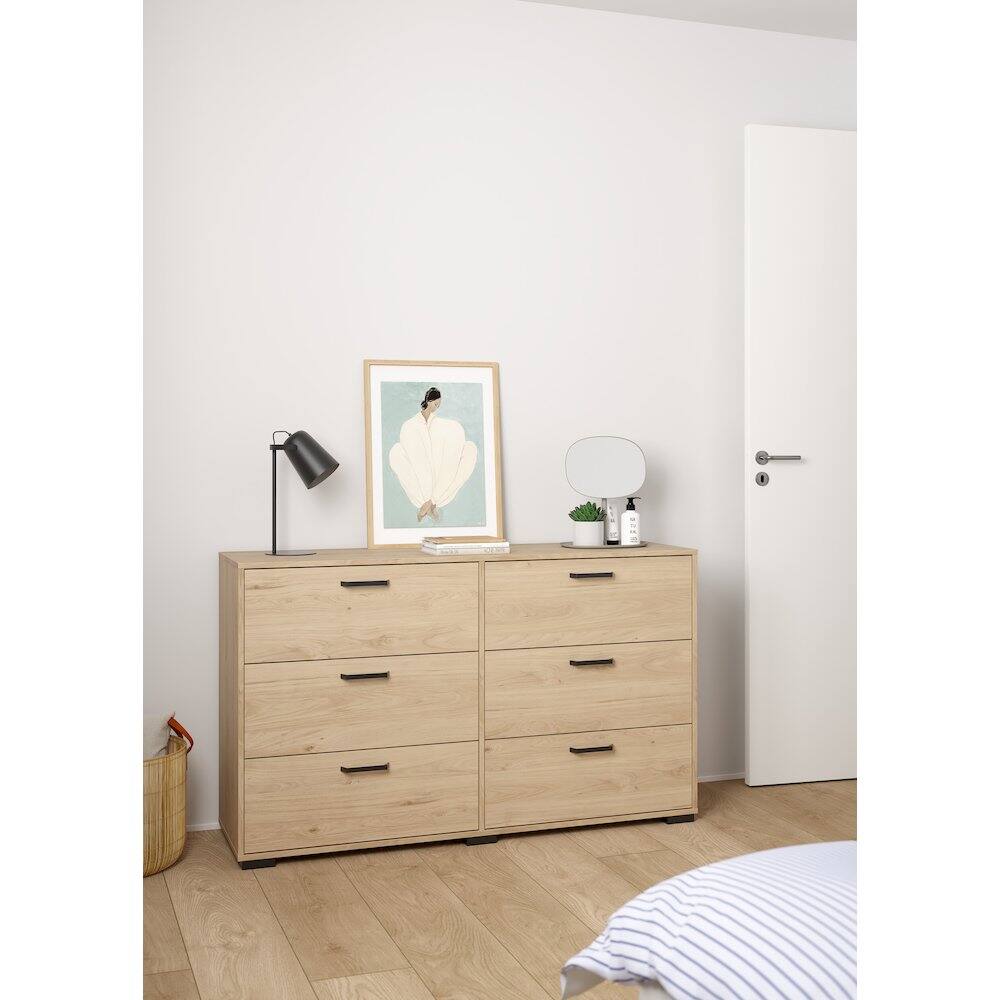 Alt View 6. Tvilum - Sofia 6 Drawer Double Dresser, Jackson Hickory - Brown.