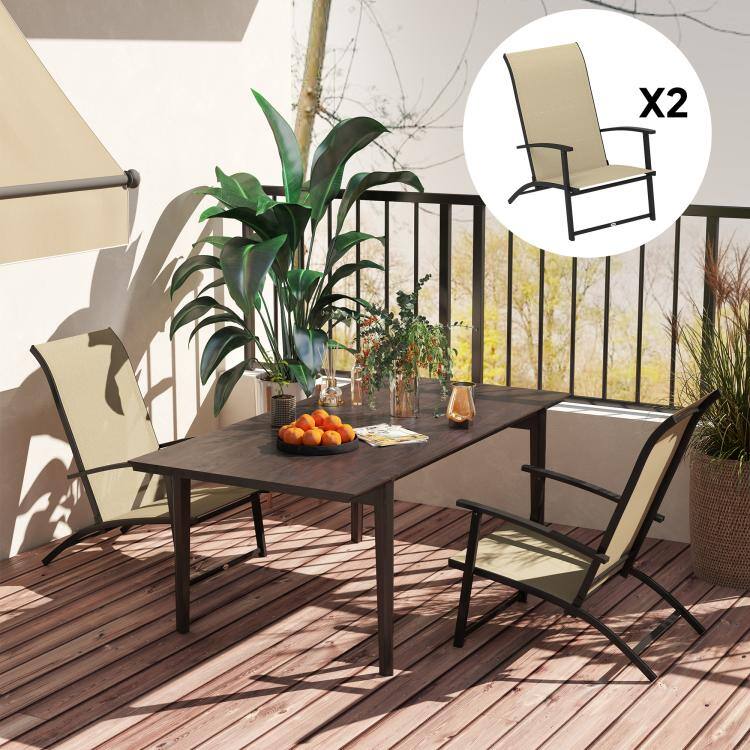 Alt View 9. PULUZ - Set of 2 Outdoor Dining Chairs with High Back, Armrests, Folding Patio Chairs for Patio, Lawn, Camping - Beige.