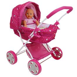 509 Crew - Garden Pram N Doll Set - 14" Baby Doll & Folding Pram Set, Kids Pretend Play, 3+