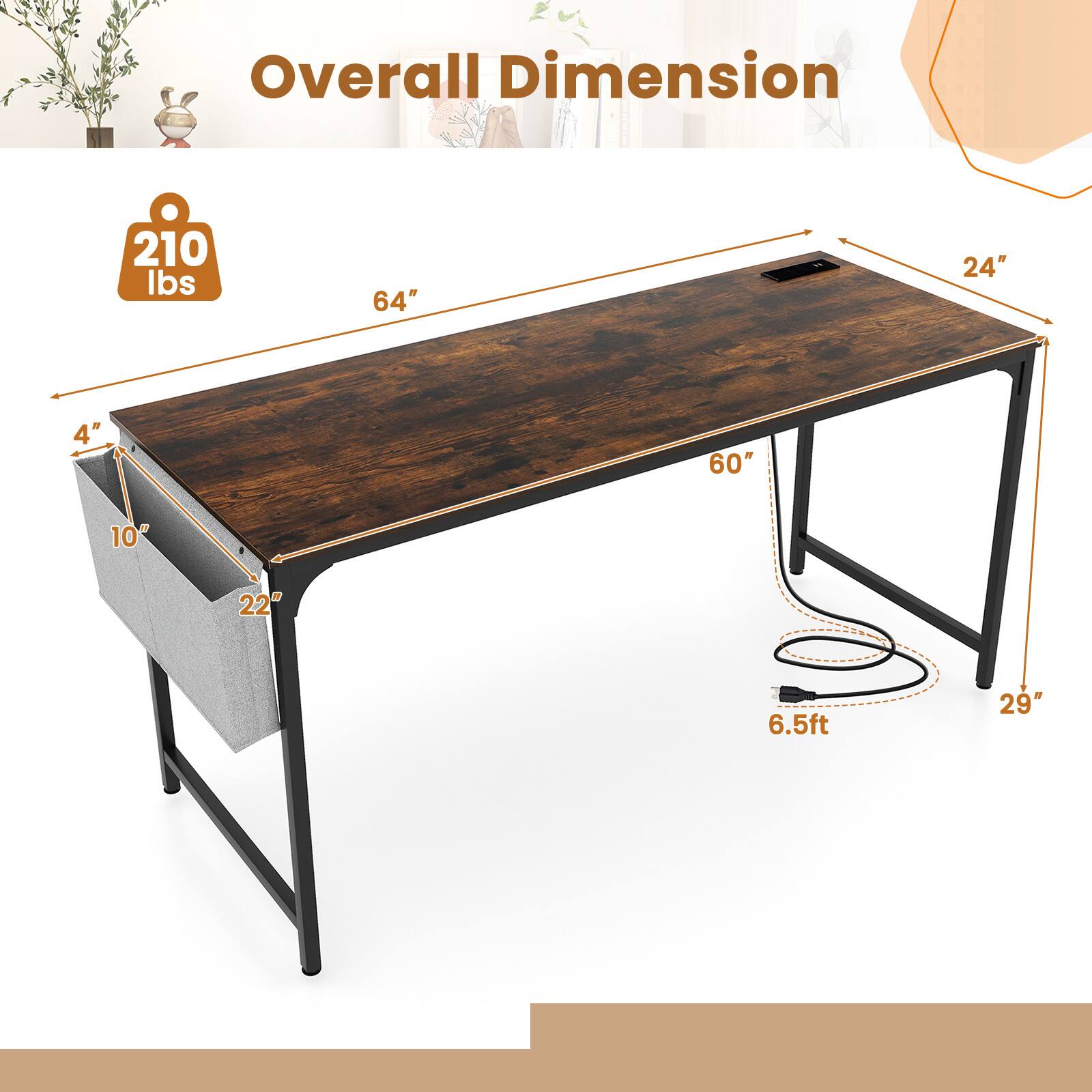 Overall Dimension: 64" x 24" x 29", 6.5ft
Weight: 210 lbs
Thickness: 4"
Height: 22"