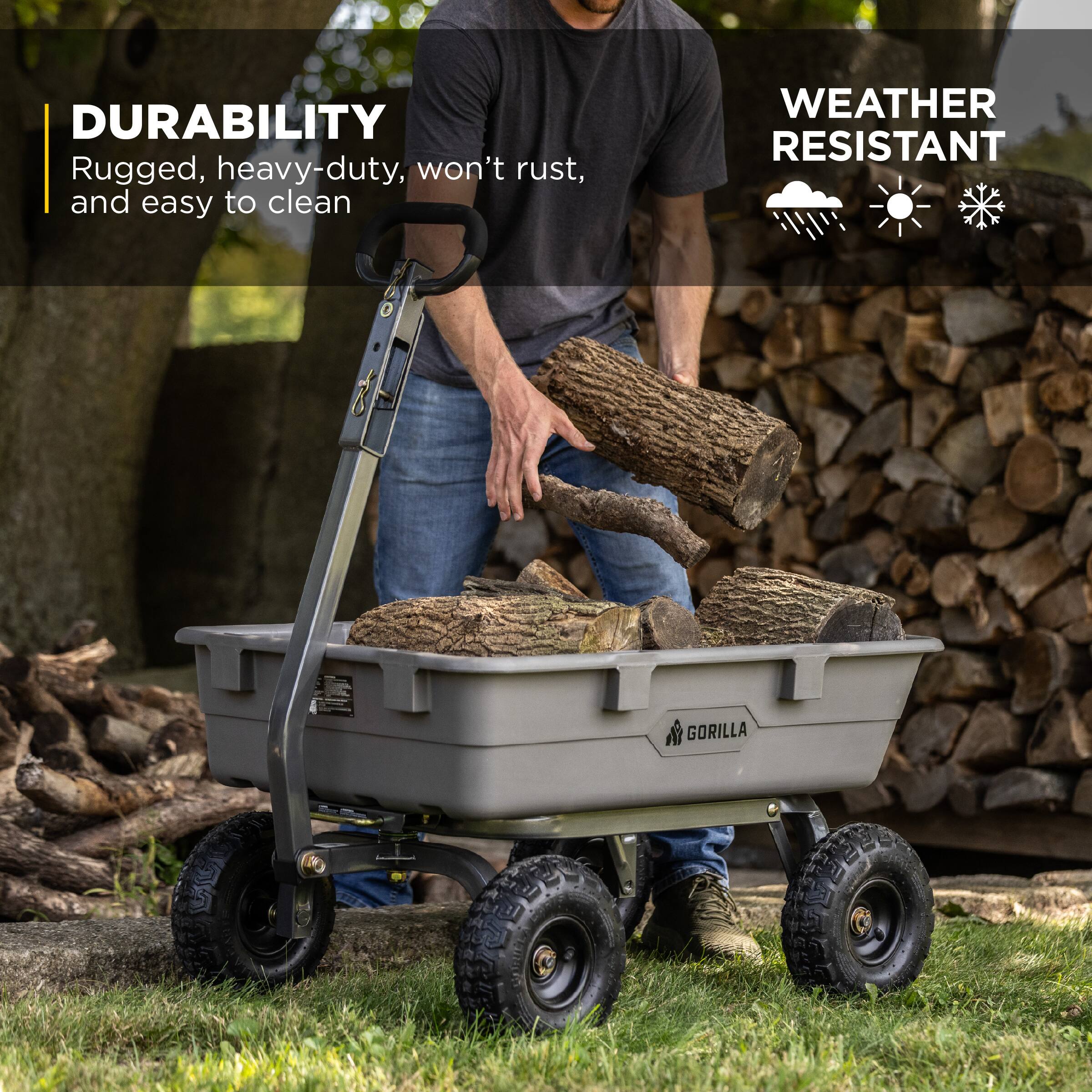 DURABILITY  
Rugged, heavy-duty, won't rust, and easy to clean  

WEATHER RESISTANT