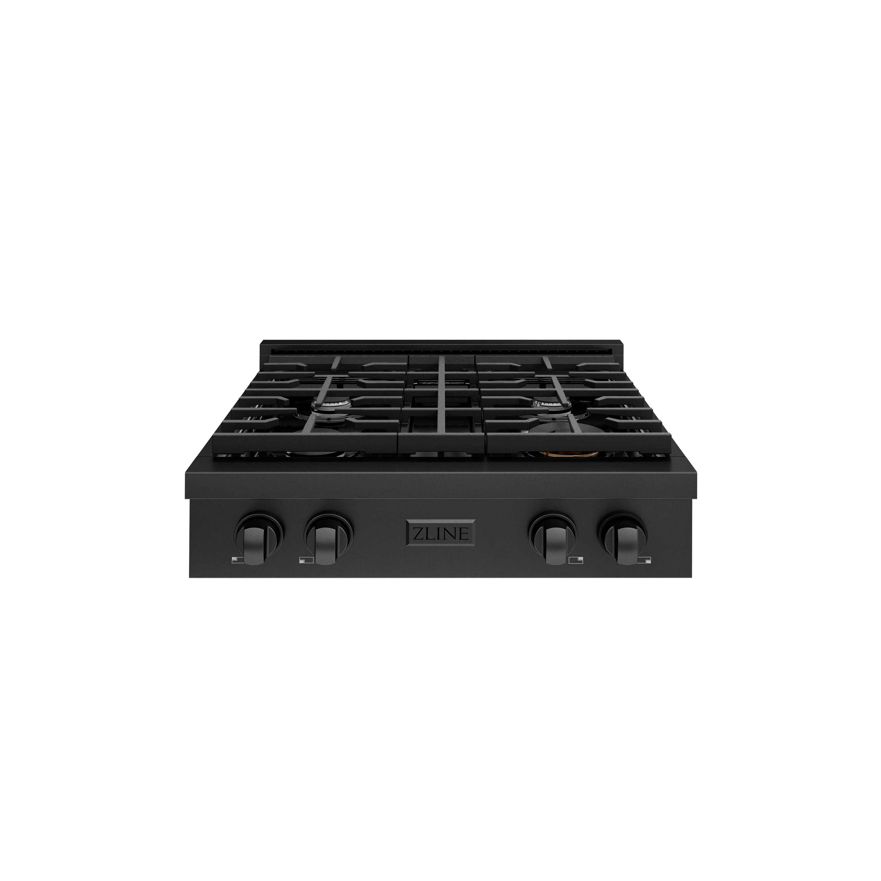 Front. ZLINE - ZLINE 30 in. Paramount Gas Rangetop with 4 Burners (SRTB-30) - Black Stainless Steel.