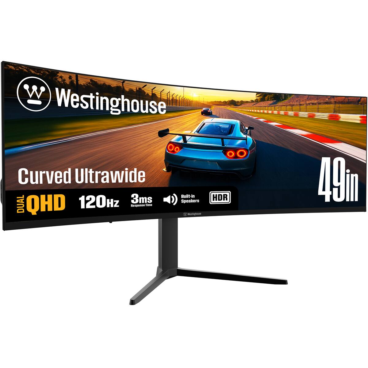 Westinghouse Curved Ultrawide
49in
Dual QHD
120Hz
3ms Response Time
Built-in Speakers
HDR