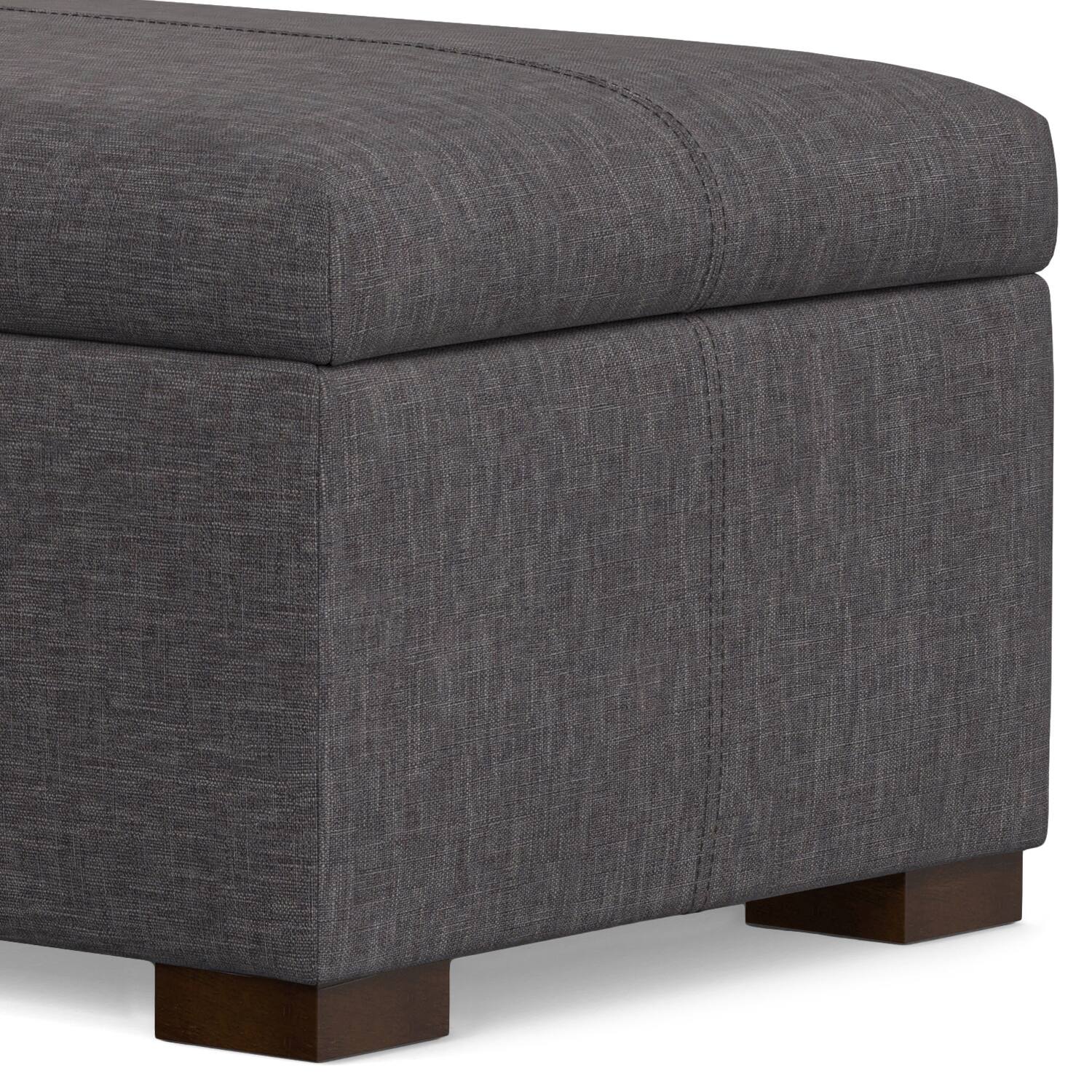Alt View 4. Simpli Home - Gabbie 48 inch Wide Rectangular Storage Ottoman in Slate Grey Polyester Linen - Slate Grey.