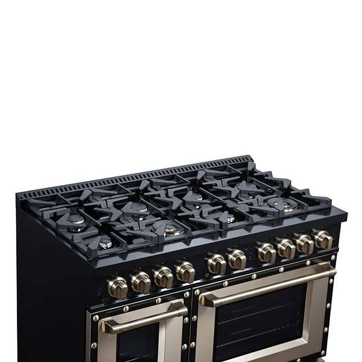 Alt View 2. Forno Appliances - 48 in. Wide 8 Burner Ambassador 6.7 Cu. Ft. Freestanding Double Oven Gas Convection Range - Black.