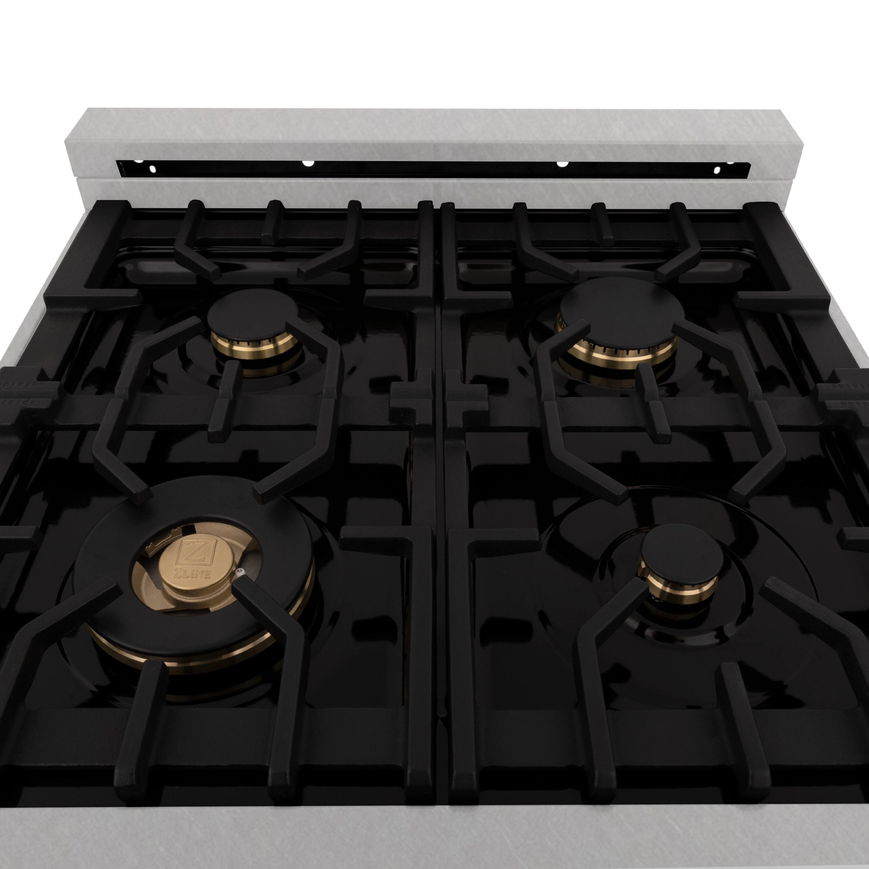 Alt View 6. ZLINE - ZLINE 24 in. Legacy Dual Fuel Range w/ 4 Brass Burners in Satin Stainless Steel (RAS-SN-BR-24) - Satin Stainless Steel.