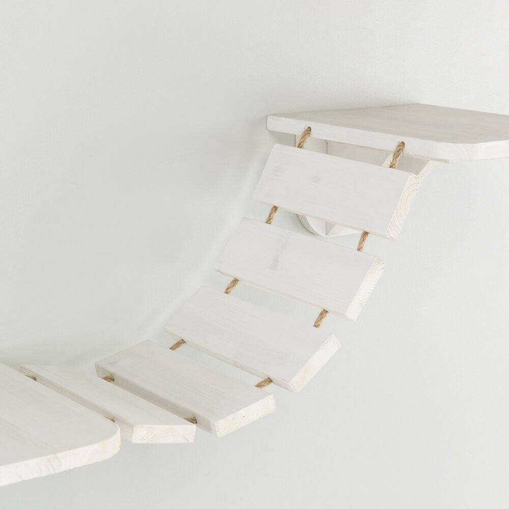 Alt View 1. TRIXIE - Multi-Level Wall Mounted Cat Perch with Bridge - White.