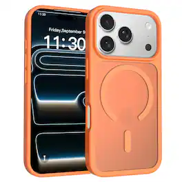 UUCOVER - Magnetic Case for Apple iPhone 17 Pro, Compatible with MagSafe, Drop Protection Shockproof Slim Translucent Matte Cover - Orange