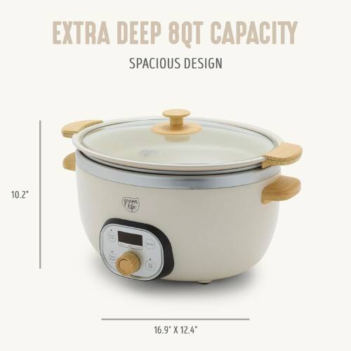 EXTRA DEEP 8QT CAPACITY  
SPACIOUS DESIGN  
10.2"  
16.9" X 12.4"