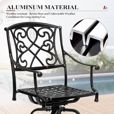 ALUMINUM MATERIAL  
Weather resistant - Resists Rust and Unfavorable Weather Conditions for Long-lasting Use.