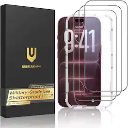 UNBREAKcable - 3-Pack Full Coverage Screen Protector Tempered Glass for iPhone 18 Pro Max - Clear