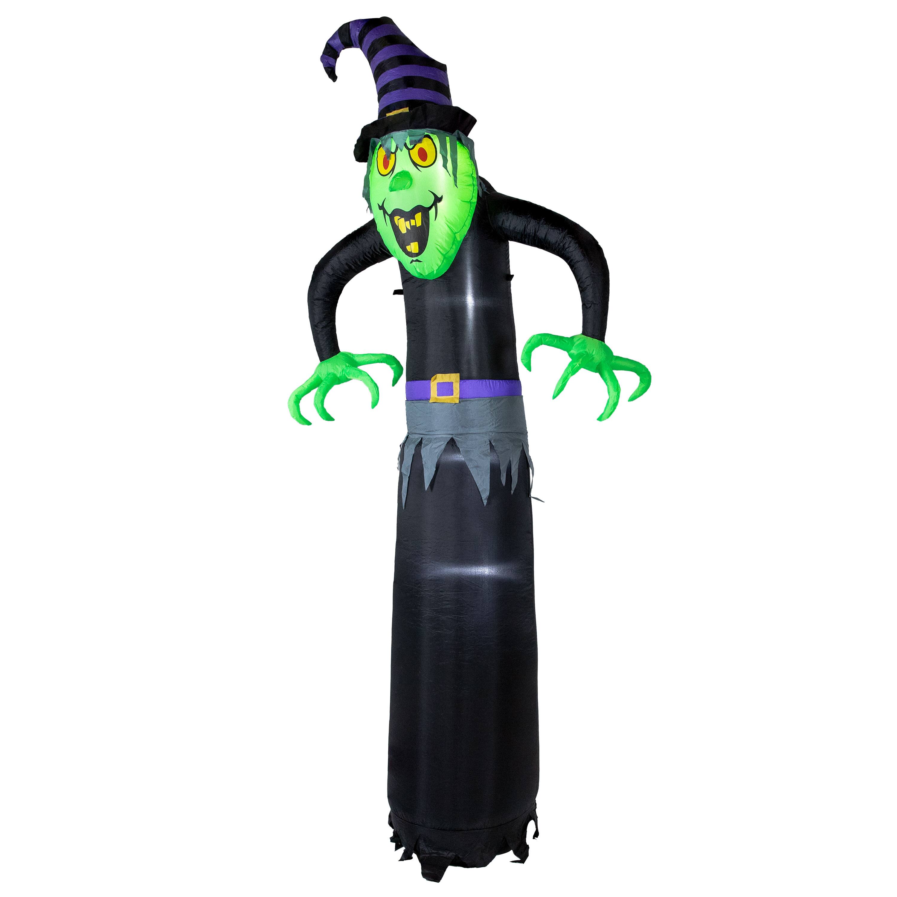 Front. Sunnydaze - Winifred the Wicked Witch Inflatable Halloween Decoration - 8 ft - Black.