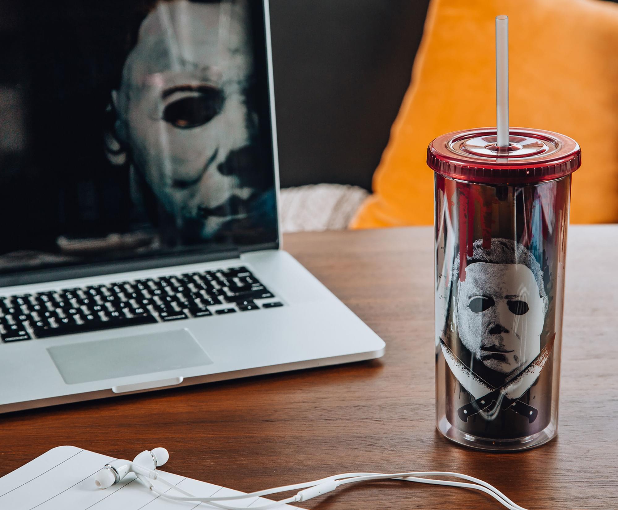 Alt View 4. Silver Buffalo - Halloween 2 Michael Myers Carnival Cup With Lid And Straw | Holds 20 Ounces - Red.
