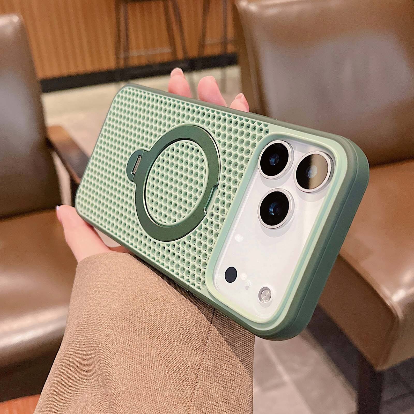 Alt View 9. UUCOVER - Magnetic Kickstand Case For Apple iPhone 18 Pro with 360° Ring Holder, Compatible with MagSafe, Heat Dissipation Cover - Green.