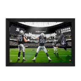 Sporticulture - Brock Bowers and Maxx Crosby Las Vegas Raiders Framed Two-Player Art Print - Black