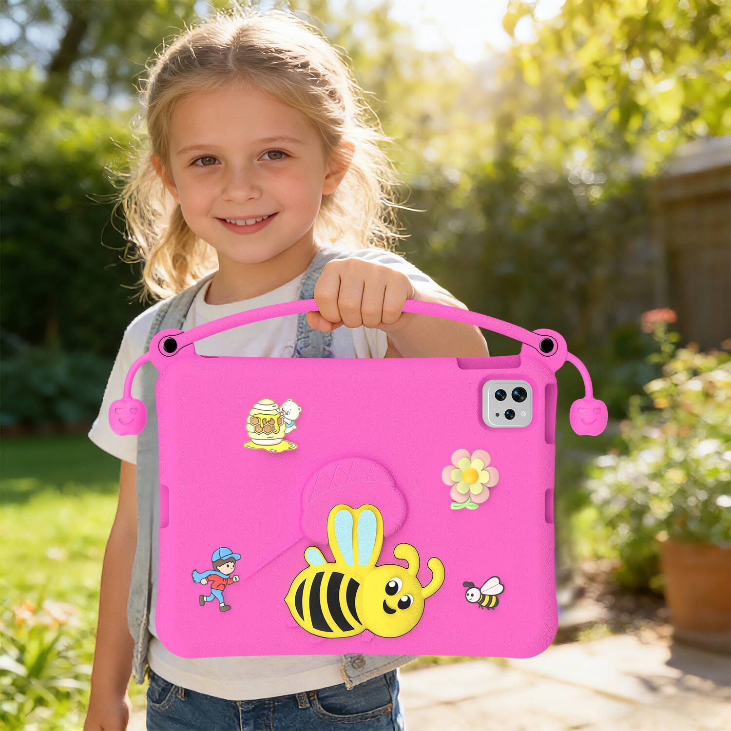 Alt View 1. Dteck - for Apple iPad (A16) 11" 2025 & iPad Air 11‑inch (M4) 2026 Kids EVA Tablet Case,Shockproof Kickstand Cover + Handle - Rosered.