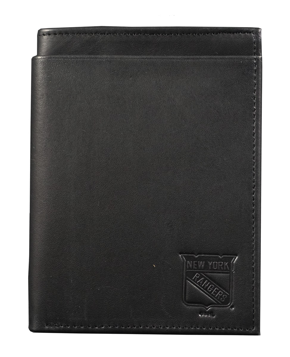 Rico Industries - New York Rangers Black Leather RFID Blocking Passport Holder Cover Travel Billfold Wallet for Men & Women - Multi