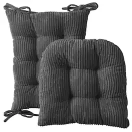 Sweet Home Collection - Velvet Rocking Chair Cushion 2 Piece Tufted Non Slip Set of Upper and Lower Cushions - Gray