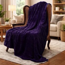 Cheer Collection - Microsherpa Plush Throw Blanket Soft Cozy Decorative Accent - Purple