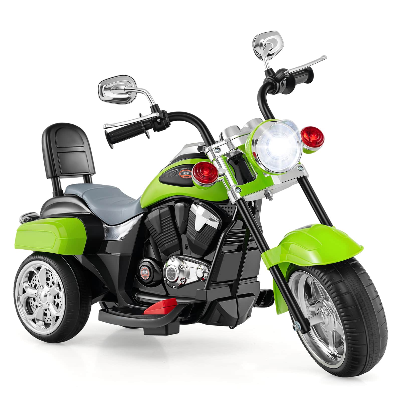 Costway - 6V Kids Ride On Chopper Motorcycle 3 Wheel Trike with Headlight and Horn - Green
