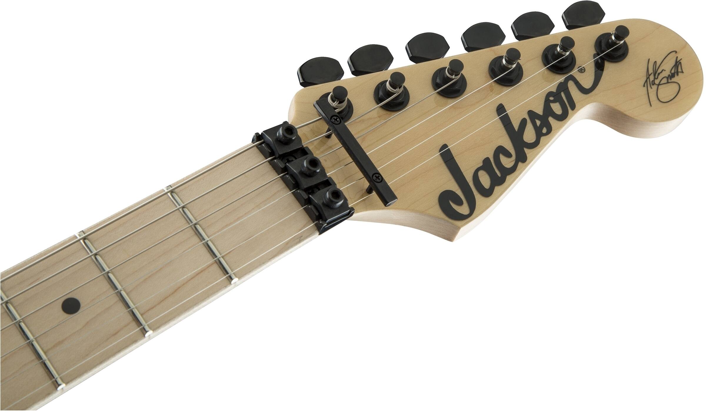 Angle. Jackson - Jackson X Series Signature Adrian Smith SDXQM Electric Guitar Transparent Green.