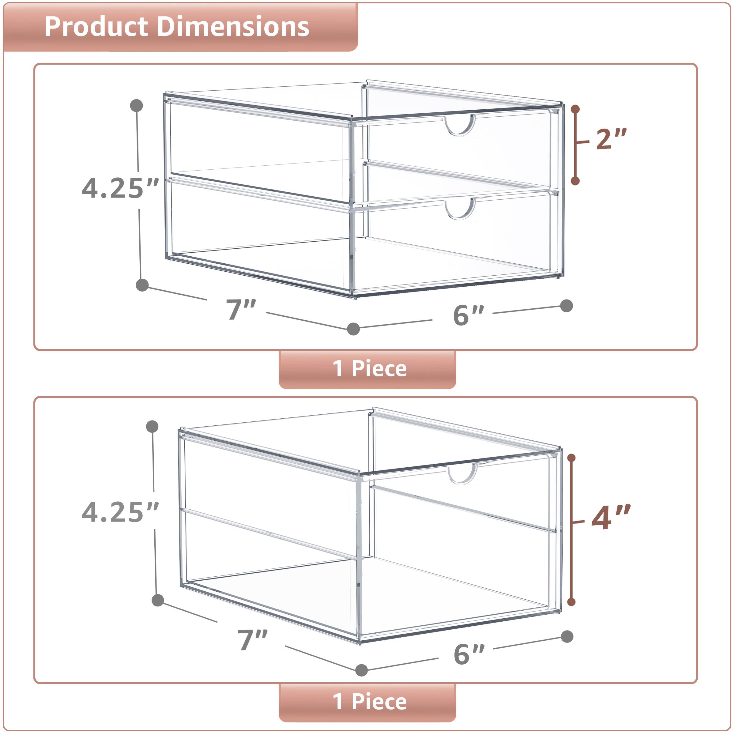 Product Dimensions

- 4.25" x 7" x 6" x 2" - 1 Piece
- 4.25" x 7" x 6" x 4" - 1 Piece