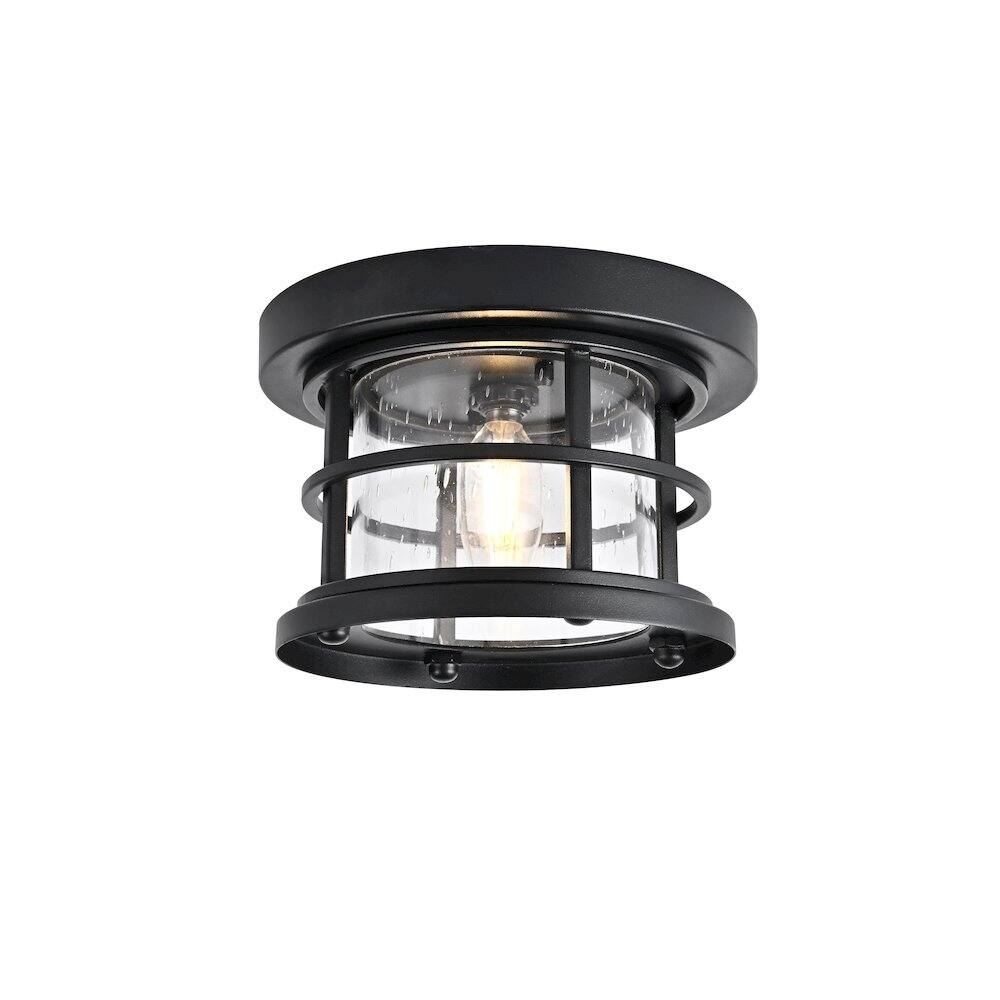 Back. Elegant Lighting - Carla 8 inch Outdoor Flush Mount Ceiling Light in Black - Black And Clear.
